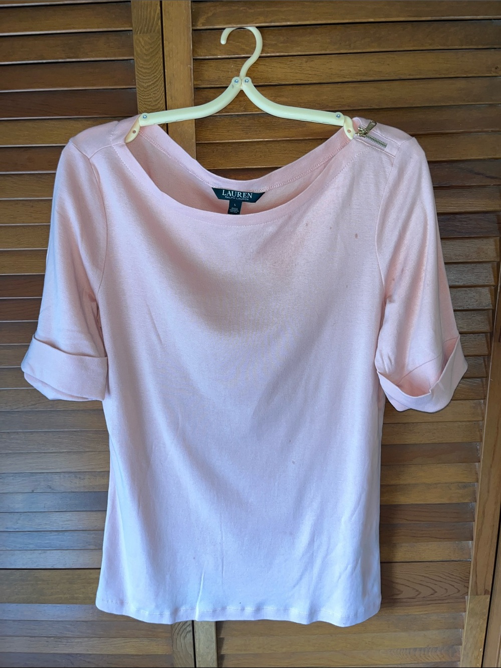 Ralph Lauren Light Pink Short Sleeve Boatneck Tee Size L